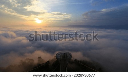 Morning light at the sea of fog viewing point of one of the attractions in the lower southern region of Thailand