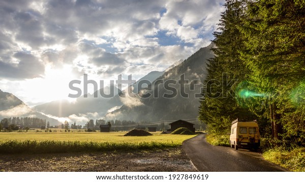 morning at mountains camper\
van life