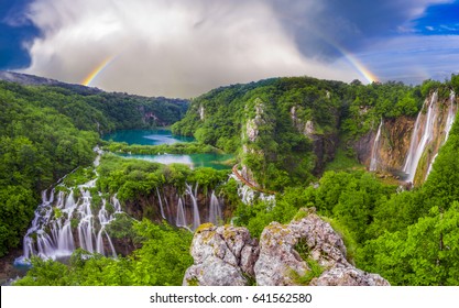 morning over waterfalls in Plitvice park, Croatia - Shutterstock ID 641562580