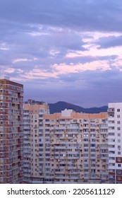 Morning, Panoramic View Of Urban New Buildings, Banner, Screensaver.