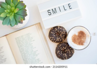 Morning Routine, Coffee, Donuts And A Poem Book