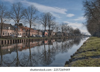 Morning scenery over the Zuid-Willemsvaart canal Weert the Netherlands - Shutterstock ID 2257269449