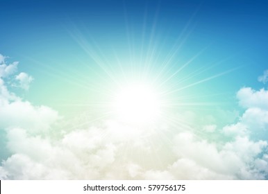 Morning Sky Background, Sun Rising Through White Clouds