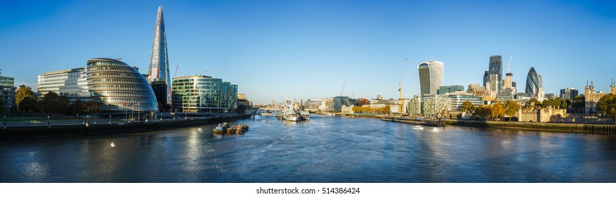 Morning Skyline Panorama Of London Including South Bank And Financial District 