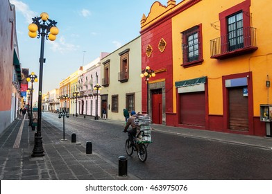 Morning streets of Puebla - the one of the five most important Spanish colonial cities in Mexico. Its history and architectural styles are very famous