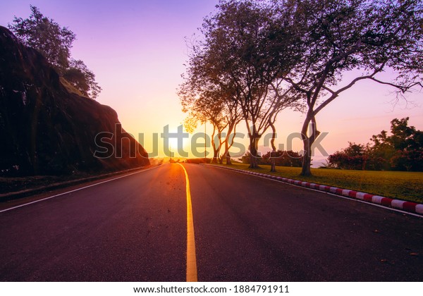 The morning sun and the\
road