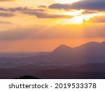 Morning sunny high angle view of the mountains around Wuzhi Shan at New Taipei City, Taiwan