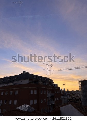 Morning sunrise above skyline in madrid
