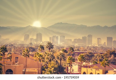 Morning sunrise over Phoenix, Arizona, USA