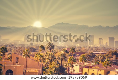 Morning sunrise over Phoenix, Arizona, USA