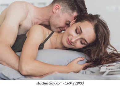 Morning Tenderness Husband Wife On Bed Stock Photo (Edit Now) 1604252938 photo