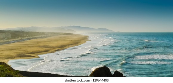Morning view of the beach from Point Lobos, San Francisco, California, USA