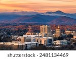 Morning view of downtown Asheville North Carolina in the fall