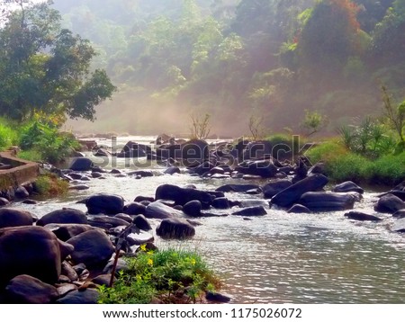 A morning view of the Kelaniya river captured in Kitulgala Boat Rafting area