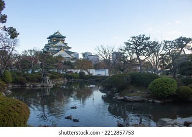 Morning View At Osaka Castle In Winter, Japan