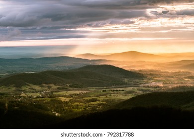 Morning View Over Piedmont, Virginia. View From Mountains Of Shenandoah