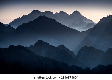 Morning view of the sunrise - High Tatras, Slovak Republic.
