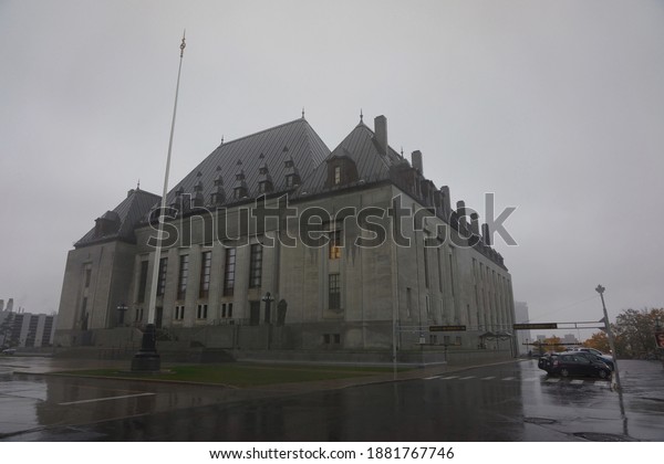 morning view of supreme court of\
canada at wellington street of ottawa city in ontario,\
canada