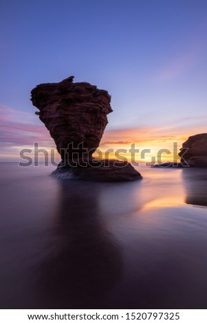 Morning view of Teacup Rock at Thunder Cove Beach, Prince Edward Island, Canada