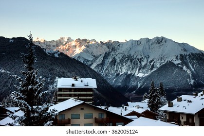 Morning View From The Window In Alps Resort Verbier