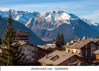 Morning View From The Window In Alps Resort Verbier