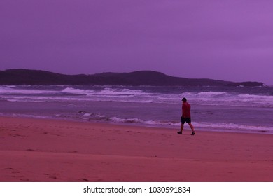 Morning Walk On One Mile Beach In Port Stephens, NSW, Australia