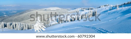 Similar – Image, Stock Photo Winter panorama with snowy mountains and snow-covered road