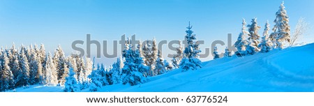 Similar – Image, Stock Photo Winter panorama with snowy mountains and snow-covered road