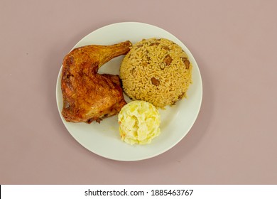 Moro De Guandules, Tipical Food Dominican, Santo Domingo, Dinner Table, Rice With Garlic, Chicken Meal, Salad Potato, Homemade Food.