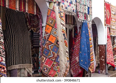 Moroccan Carpets On Market, Morocco, Casablanca. 