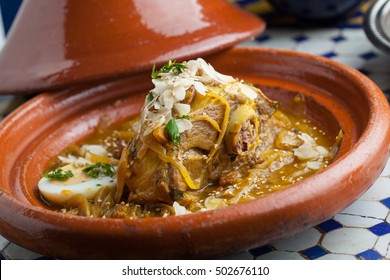 Moroccan Dish Tajine Lamb Raisins Lemon