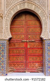 Moroccan entrance. Mosque Sidi Ahmed Tijani in Fez, Morocco.