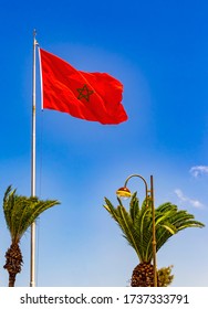 Moroccan Flag In Rabat, Morocco