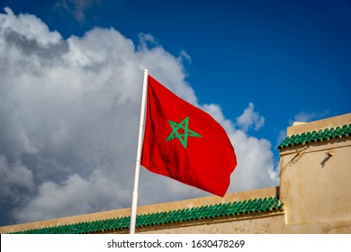 Moroccan Flag Waving In The Air