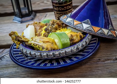 Moroccan Food Chicken Tajine With Vegetables And Tea