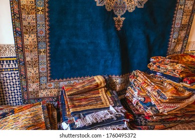 Moroccan Handmade Carpet At A Shop In Medina Of Fez, Morocco.