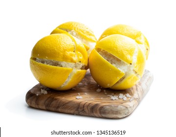 Moroccan  Preserved Salted Lemons Isolated On White 