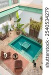 moroccan riad with central courtyard and pool