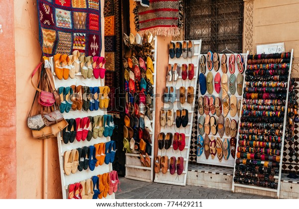 Moroccan Slippers Store Marrakech Stock 
