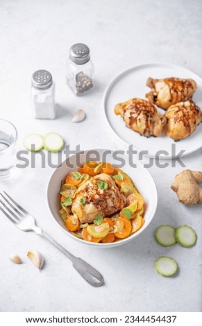 Similar – Image, Stock Photo Chicken legs with potato and green beans