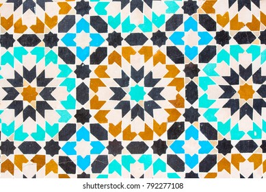 Moroccan Tiles With Traditional Arabic Patterns, Ceramic Tiles Patterns As Background Texture