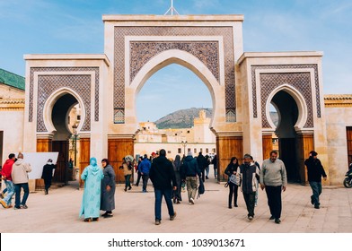 Morocco, Casablanca- February 10, 2015: People walking to the entrance in beautiful Casablanca, Morocco.