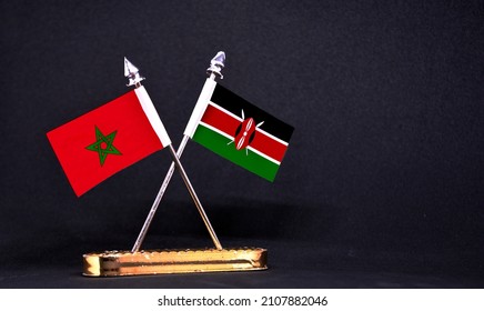 Morocco and Kenya table flag with black Background