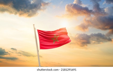 Morocco national flag waving in beautiful clouds. - Powered by Shutterstock