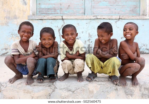 MORONDAVA - MADAGASCAR - JUNE 1, 2016: Unidentified\
students in primary school on June 1, 2016 in Morondava,\
Madagascar. Due to political crisis Madagascar is among the poorest\
countries in the\
world