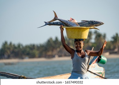 Morondava, Madagascar - October 1, 2019: People And Their Work In Morondava Harbour. Fishermen