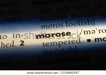 morose word in a dictionary. morose concept.