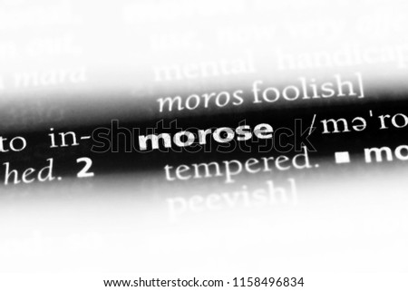 morose word in a dictionary. morose concept.