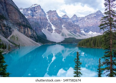 Morraine Lake In Canada With Mountains 