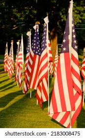 Morris Plains, NJ, USA - June 30, 2022: Field Of Flags In Morris Plains, NJ, Honors The Fallen And Shows Support For Active-duty Military, Veterans And First Responders With A Colorful Display.